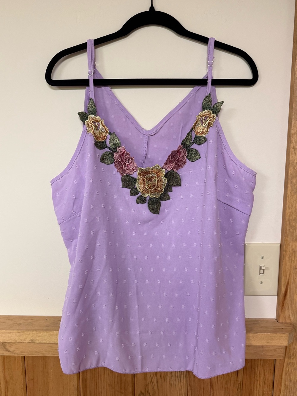 SHEIN Lilac Floral Appliqué Spaghetti Strap Women's Tank Top